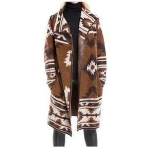 Max Studio Women's Aztec Waterfall Open Front Long Line Cardigan Oversized XS/S